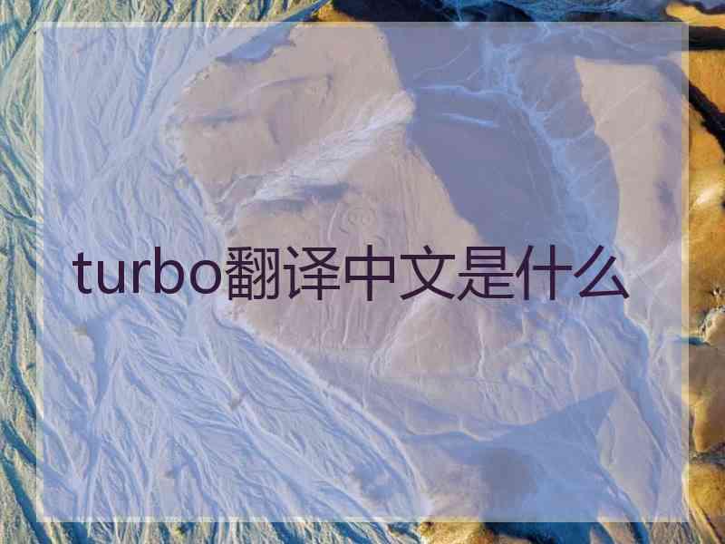 turbo翻译中文是什么