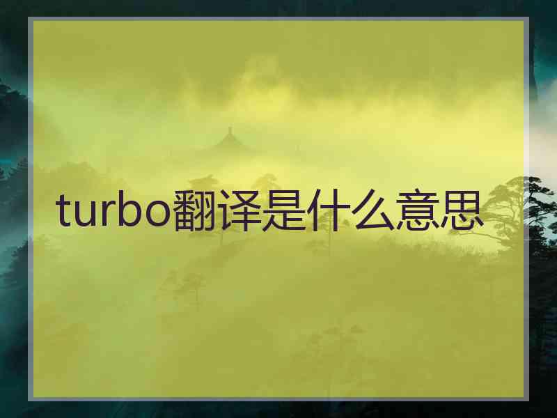 turbo翻译是什么意思